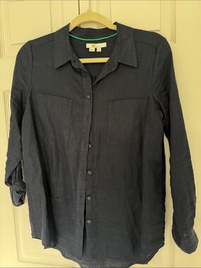 Boden Navy Blue Linen Button-Down Shirt